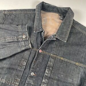 Mecca USA Denim Jacket Button Front Dark Wash Streetwear Hip Hop Baggy Y2K XXXL